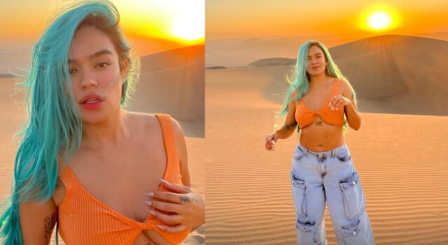 Karol G comparte fotos y videos de su paseo en las dunas del desierto de Ica