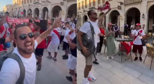 Franco Cabrera celebra con peruanos en Qatar