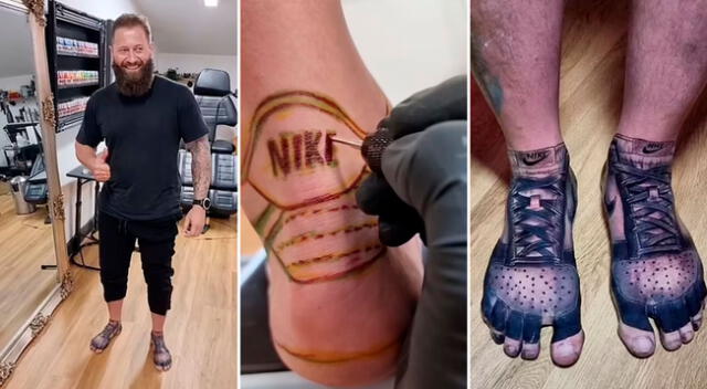El tatuaje de zapatillas Nike se hizo viral en redes sociales.