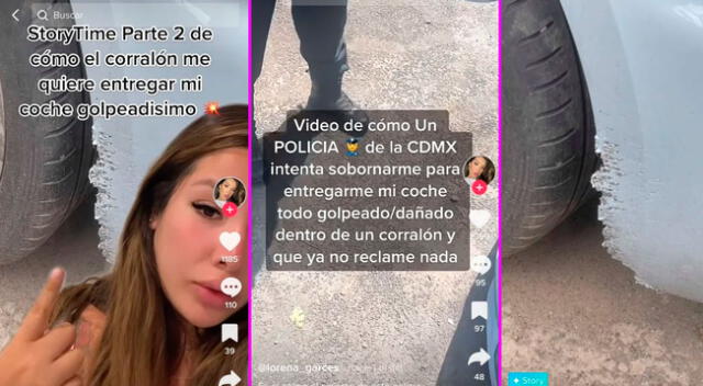 La joven evidenció el soborno del agente en sus redes sociales.