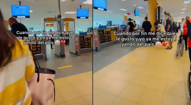 Particular escena del joven en un aeropuerto se hizo viral en las redes sociales.