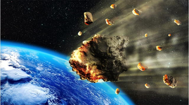  El asteroide al impactar con la Tierra provoca la caída de bolas de fuego del cielo.   
