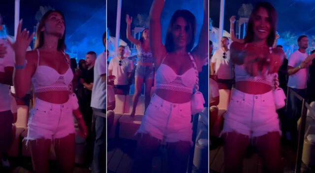 Antonela Roccuzzo también grabó distintos momentos del show del reconocido DJ y productor.