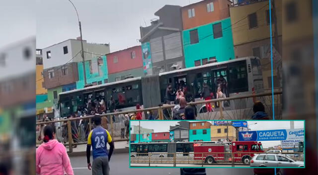 Pasajeros del Metropolitano se desesperaron tras ver que parte trasera del bus se prendía fuego.