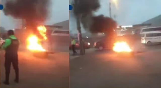 Paro de transporte público: reportan bloqueo de vías y quema de llantas en Puente Piedra [VIDEO]