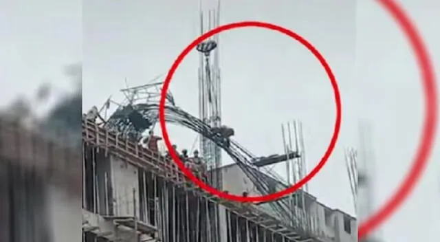 Comas: hombre se abraza a fierros de columna para evitar caer 30 metros de edificio en construcción [vIDEO]