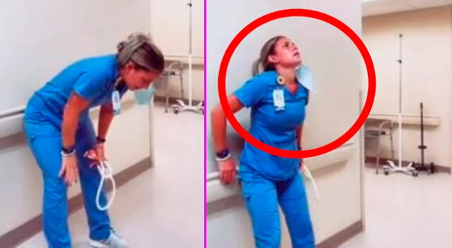 La enfermera se grabó llorando en el pasillo del hospital.