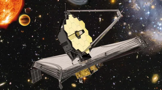 Representación artística del telescopio espacial James Webb de la NASA. Foto: ESA / NASA / S. Beckwith (STScI) / HUDF Tea / Northrop Grumman Aerospace Systems / STScI / ATG medialab