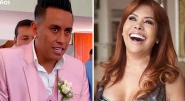 La conductora Magaly Medina defendió a Christian Cueva de las críticas por vestir terno rosado en la boda de sus padres.