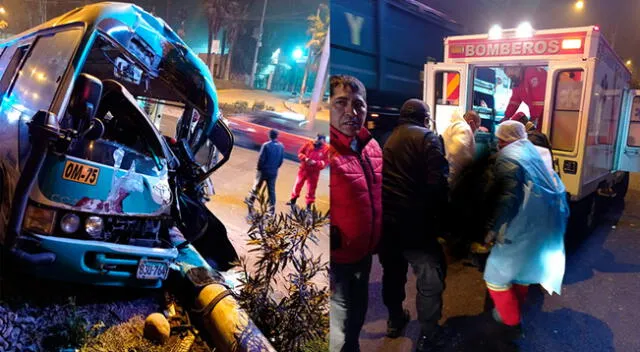 Conductor quedó atrapado entre los fierros al chocar contra un poste de alumbrado público.