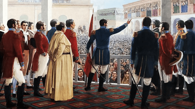 El 28 de julio de 1821 a las 10:00 de la mañana, José de San Martín proclamó la Independencia del Perú.