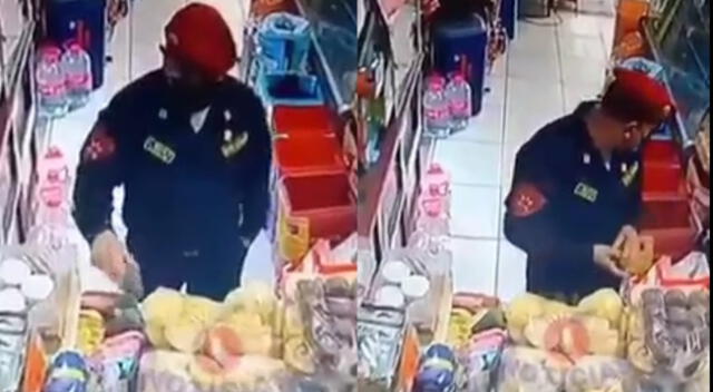 Moquegua: policía es captado robando una palta de un centro comercial [VIDEO]