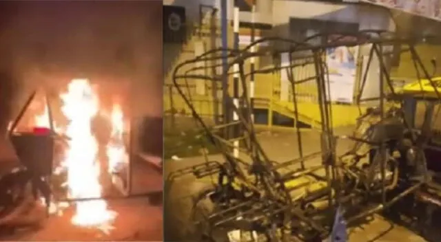 Ate: extorsionadores queman mototaxi para intimidar a empresarios [VIDEO]