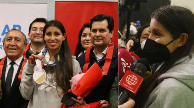 Así fue la llegada de la atleta peruana tras ganar dos medallas de oro.