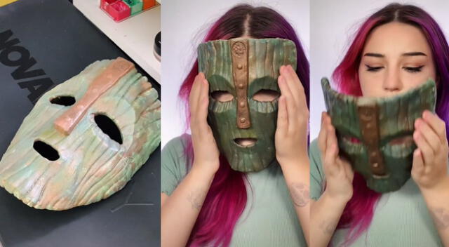 Singular escena de la joven con una máscara se hizo viral en las redes sociales.