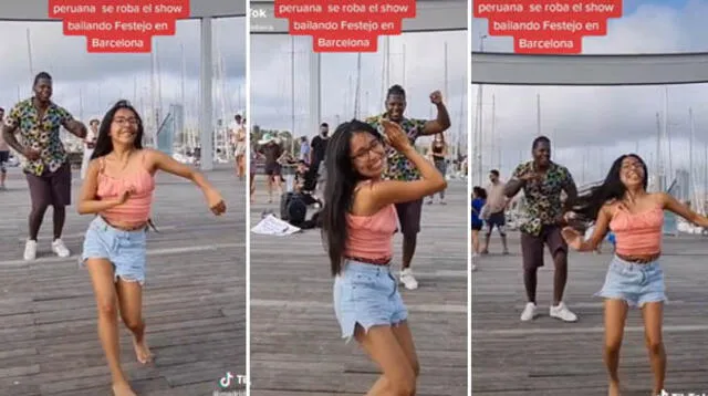 Peruana generó furor bailando festejo en España, la escena se ha vuelto viral en la red social Tiktok.