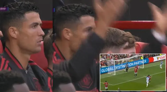 Cristiano Ronaldo sorprendió con curiosa reacción en el Manchester United vs. Brighton.