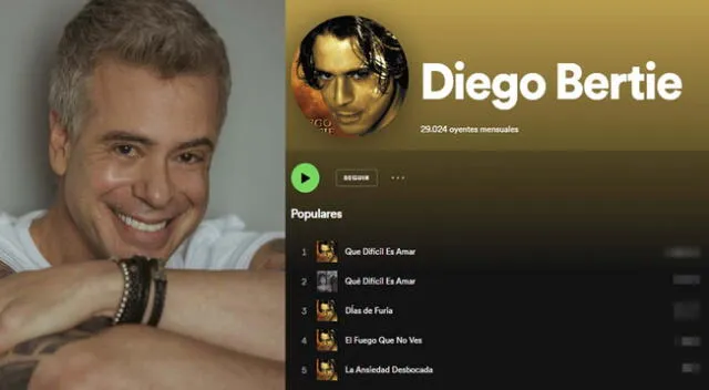 Canción de Diego Bertie es tendencia en Spotify.