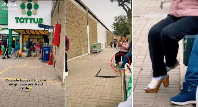 Mujer fue captada usando medias con taco y se hizo viral en la red social TikTok.