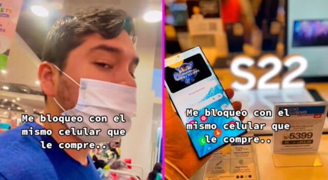 El joven mostró el celular que le regaló a su novia antes de terminar.