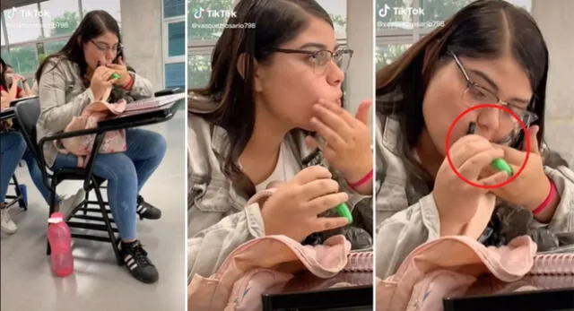 La joven se "afeitó" en medio del salón de clases antes de que llegue el profesor y se volvió viral.