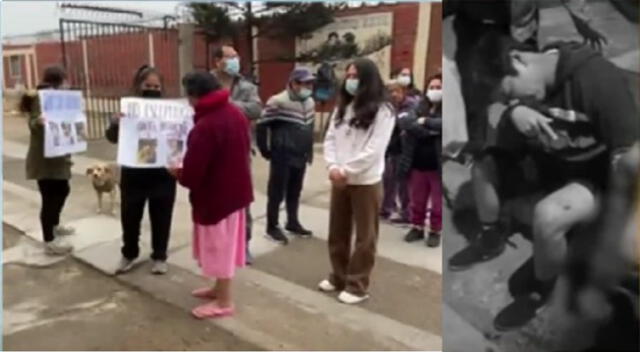 Vecinos protestando por joven que resulto herido por mordedura de pitbull