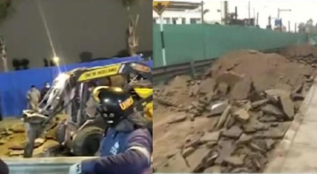 Maquinaria utilizada por la municipalidad de Lima para romper pista en vía libre