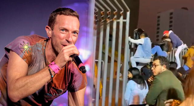 Fanáticos de Coldplay trepan las rejas del Estadio Nacional.