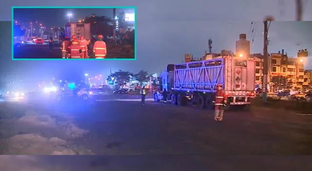 Cuerpo de bomberos atendiendo la emergencia de fuga de GNV