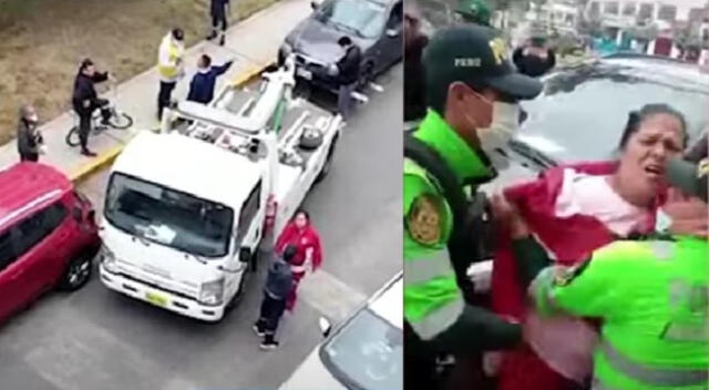 Mujer agresora de fiscalizador y luego ser atrapada porefectivos policiales