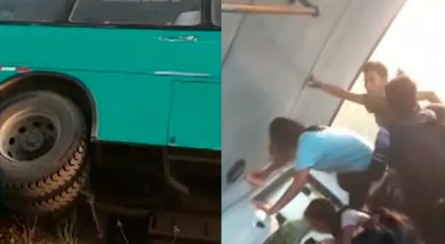 Un bus de la Universidad Nacional de la Amazonía Peruana se volcó cuando llevaba a varios estudiantes.