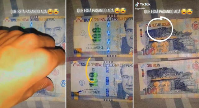 El peruano mostró dos billetes de cien soles donde uno era' falso' y se volvió viral en TikTok.