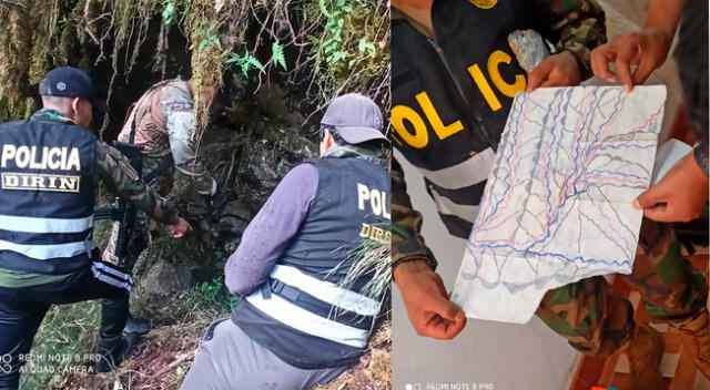 Croquis, armamento, explosivos y panfletos se encontró en la caleta.