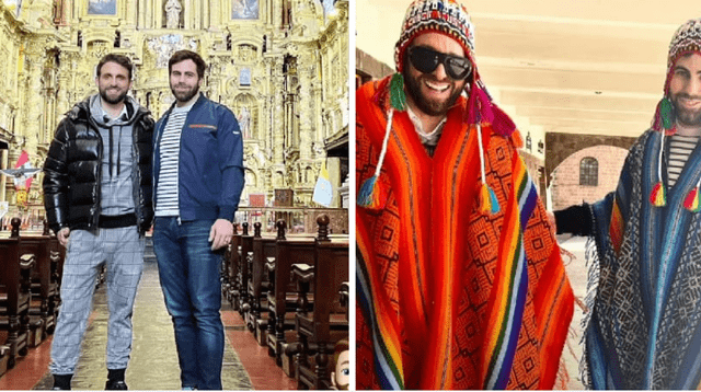 Rodrigo González y su novio en Cusco.