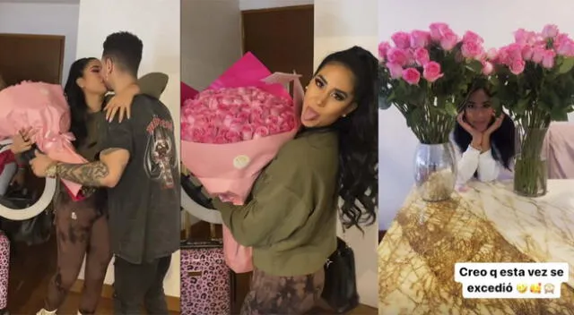 Melissa Paredes emocionada por regalo de su novio Anthony Aranda.