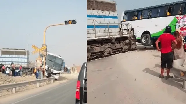 Tren impacta aparatosamente con bus que llevaba escolares en inmediaciones de la Ramiro Prialé.