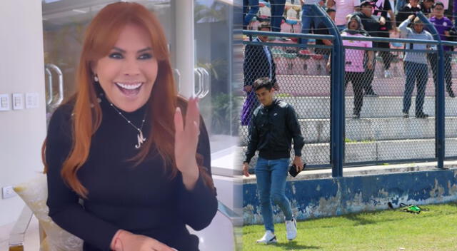 Magaly Medina sorprendida con Rodrigo Cuba tras ser 'abucheado' por los hinchas del Sport Boys.