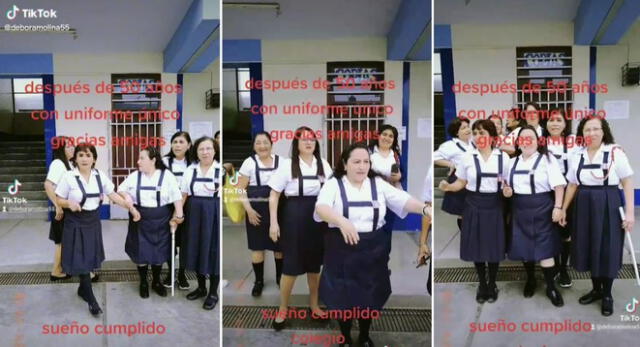 Las señoras hicieron su reencuentro de promoción con el uniforme del colegio y son virales en TikTok.