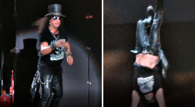 Slash realizó pirueta antes de abandonar el escenario.