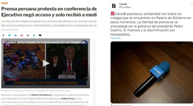 Otros medios internacionales  se solidarizaron con la prensa peruana.