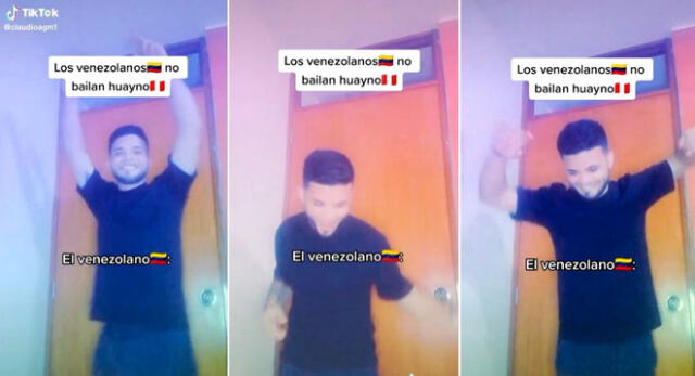 El muchacho venezolano la rompió con sus pasitos de baile al ritmo del huayno y es viral en TikTok.