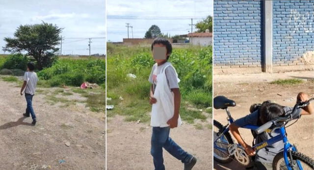 El niño caminaba por 30 minutos para ir a la escuela y usaba una bolsita de plástico para llevar sus útiles en México.