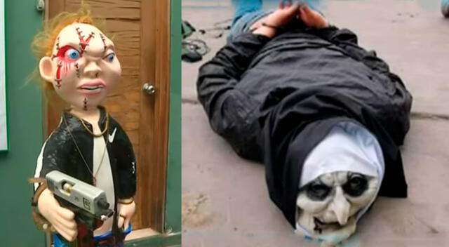 Muñeco encontrado por la PNP y delincuentes con máscara que utilizaban para robar en SJM