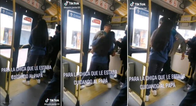 La peculiar escena se volvió viral en TikTok pues un joven dijo que se enamoró de la muchacho pro su accionar con su padre.