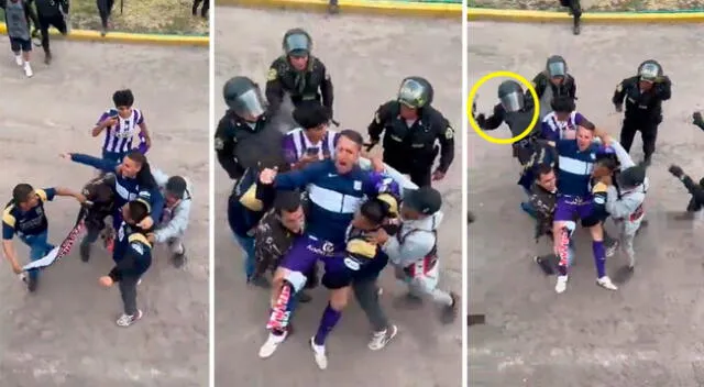 Policía agredió a hincha de Alianza Lima que tenía cargado a Pablo Lavandeira.