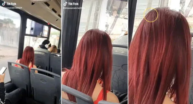 Una pasajero grabó el momento cuando un "bicho" se movía en la cabeza de la joven y es viral en TikTok.