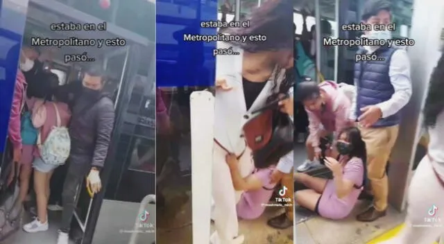 Mujer agraviada tirada en el piso de estación del Metropolitano