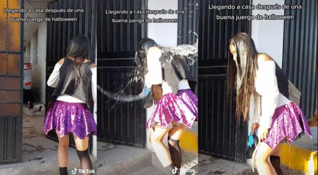 Peculiar escena de una joven que llegó a casa tras fiesta de Halloween se hizo viral en TikTok.