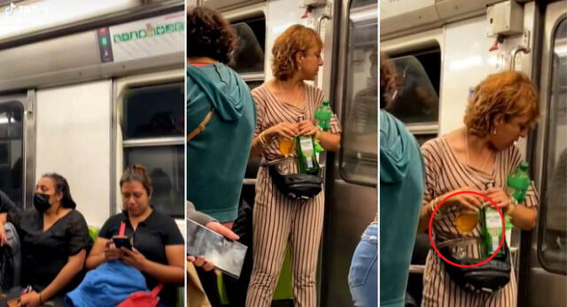 La señora fue vista en una singular situación en medio del tren y usuarios en TikTok la vacilan.