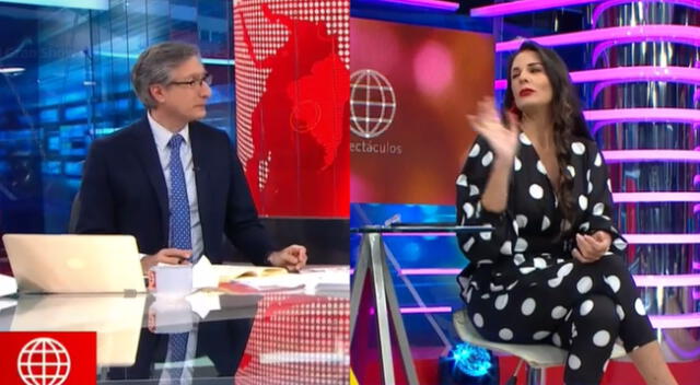 En América Espectáculos, Rebeca Escribens lució su labial y le dijo a Federico Salazar que lo besaría en la mejilla un día después de su curioso comentario.